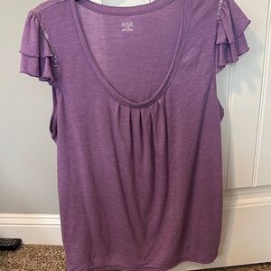 a.n.a Women's Lavender Ruffle Sleeve Blouse xl
